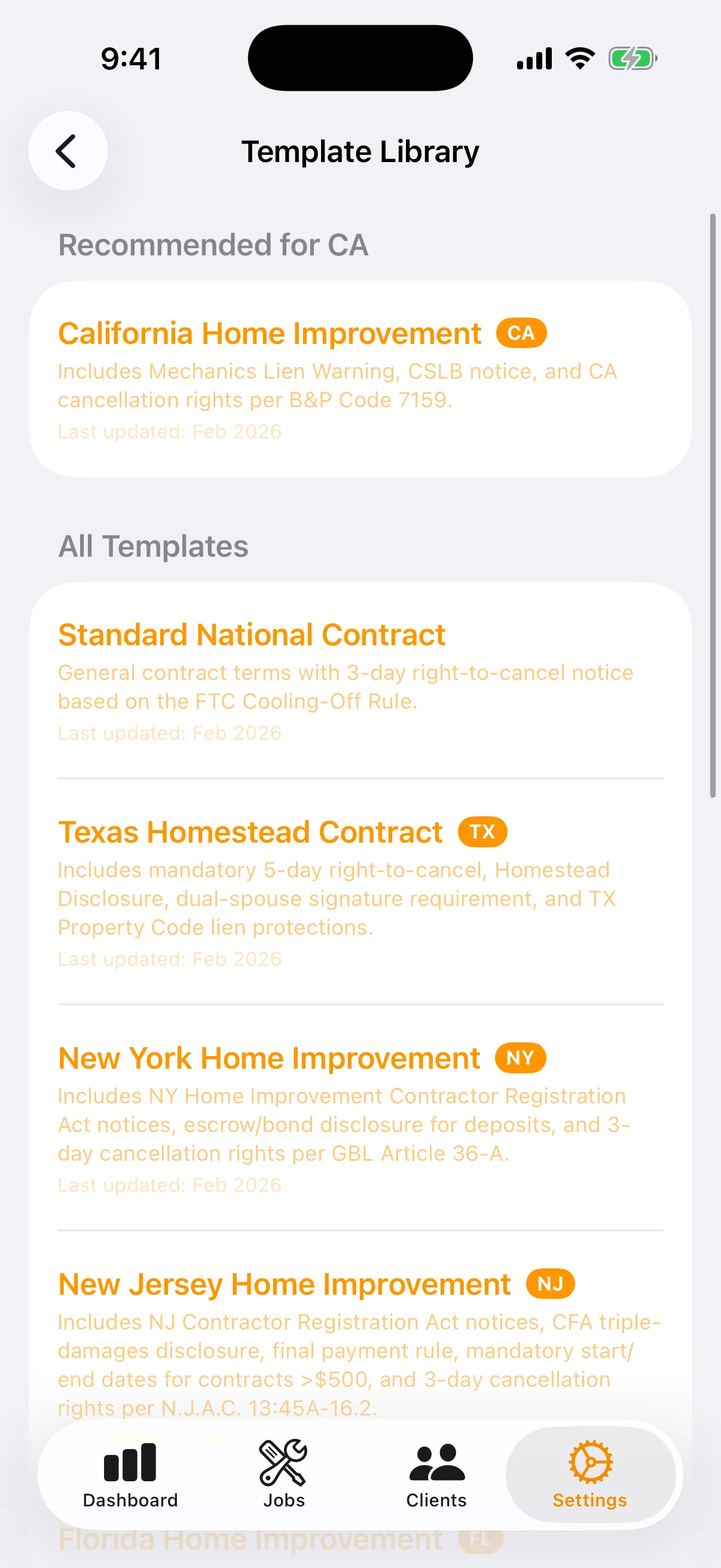 Compliance Guardrails: Avoid costly mistakes. FieldDeck warns you when down payments exceed state caps (CA, PA, OH, CT and more) and flags requirements like TX dual-signature rules.
